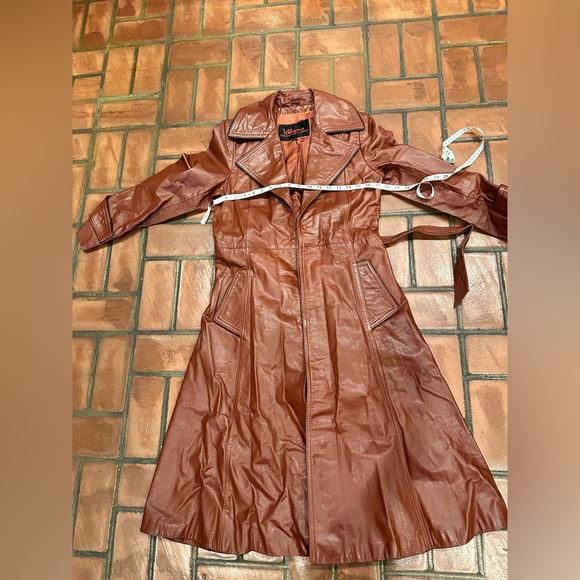 Beautiful Vintage 80-90’s Wilson Women's Leather brown Coat - Size 10 black trim - Picture 2 of 8